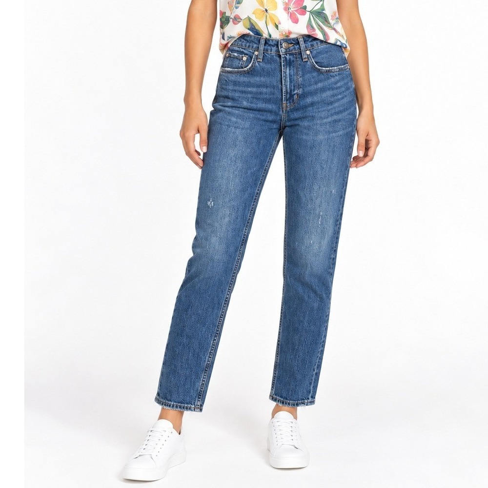 Zara Woman Premium Denim Jeans Women Size 4 Blue Distressed High Rise